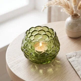 Light en Living Theelicht HAVANA Groen Glas Ø12,5 cm