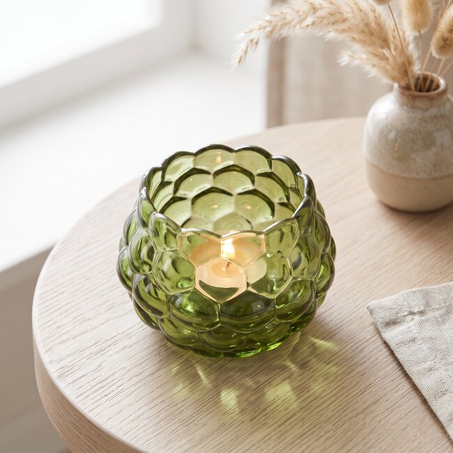 Light en Living Theelicht Ø12,5x8,5 cm HAVANA glas groen