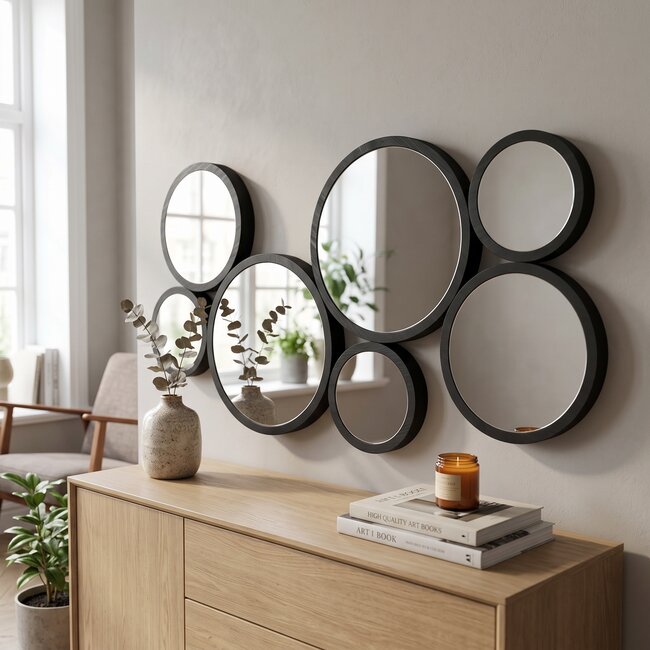 Present Time Present Time Spiegel Wall Art Zwart - 90 cm