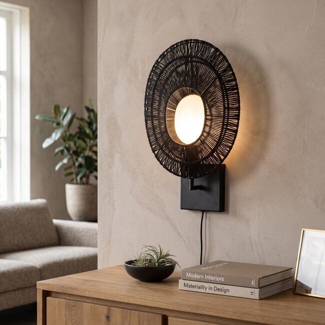 By Boo Wandlamp Ovo - Stijlvolle zwarte wandlamp van By Boo
