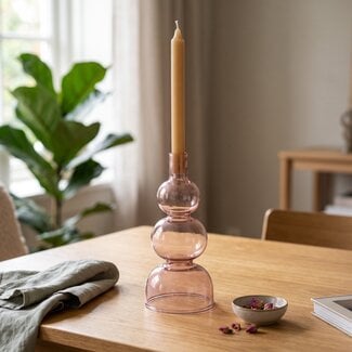 Present Time Kandelaar Layered Circles roze