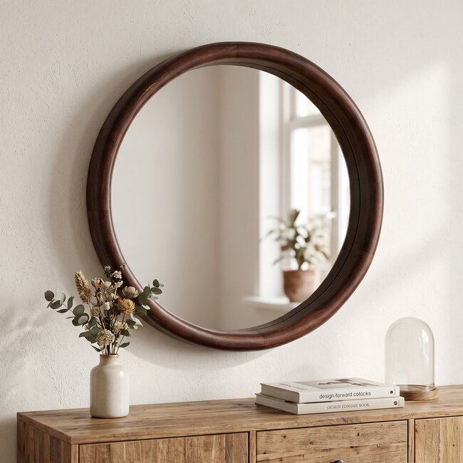 Light en Living Spiegel 80x10x80 cm DENAHI hout  roodbruin