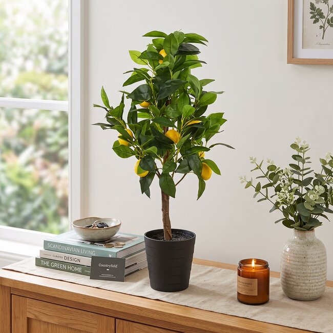 Countryfield Kunstplant Citrus Limon met gele vruchten 75 cm hoog