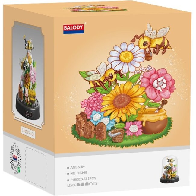 Balody 3D bouwset Bloemen met Bijen onder stolp