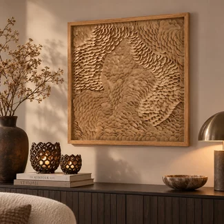 Light en Living Wandornament 80x4x80 cm XELHU zand+naturel