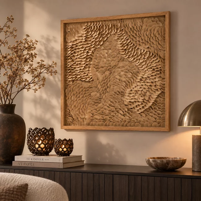 Light en Living Wandornament 80x4x80 cm XELHU zand+naturel