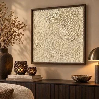 Light en Living Wandornament 80x4x80 cm XELHU crème+donker bruin
