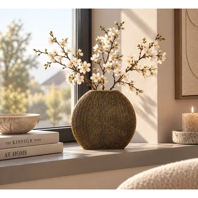 Light en Living Vaas deco 30x11x30,5 cm BUBIO antiek brons