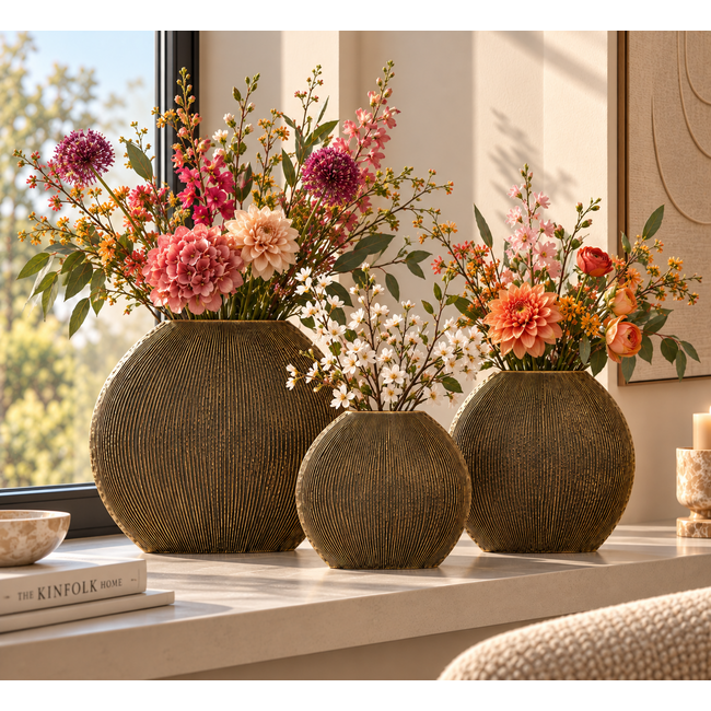Light en Living Vaas deco 50x15x50 cm BUBIO antiek brons