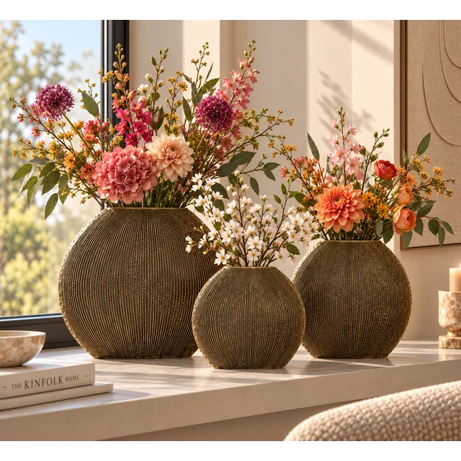 Light en Living Vaas deco 30x11x30,5 cm BUBIO antiek brons
