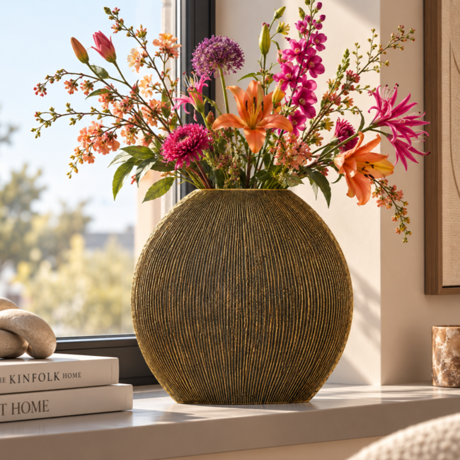 Light en Living Vaas deco 50x15x50 cm BUBIO antiek brons