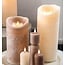 PTMD LED-kaars rustiek beige 30 cm hoog met 3 bewegende vlammetjes