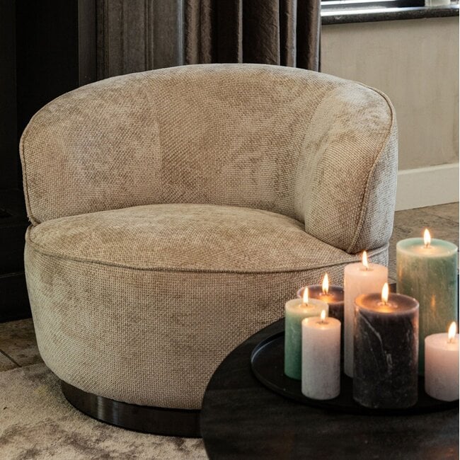 PTMD Draaibare Fauteuil Filou Beige Eden + 2 gratis bijzettafels Ebe