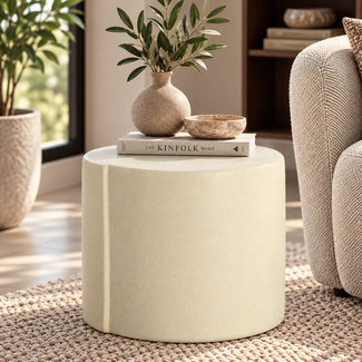 Light en Living Bijzettafel Ø42x34 cm CHULILLA keramiek  mat crème