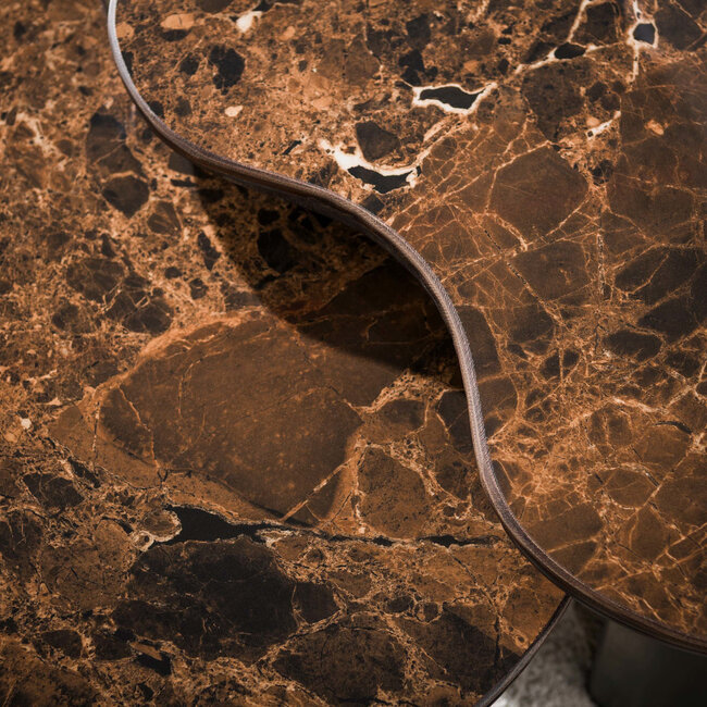 WoonStijl Salontafel Empera niervormig set van 2 Keramiek dark emperador
