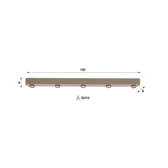 WoonStijl Plafondlamp Bar 5-lichts Beige