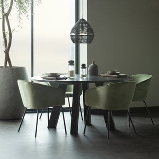 Woood Rhonda Xl Eetkamertafel Ø150cm Eiken Blacknight [fsc]