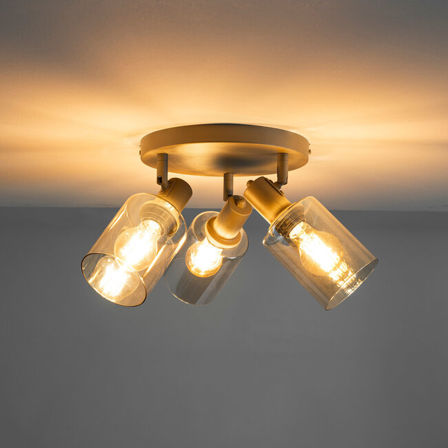 WoonStijl Plafondlamp Sepiora rond 3-lichts Beige