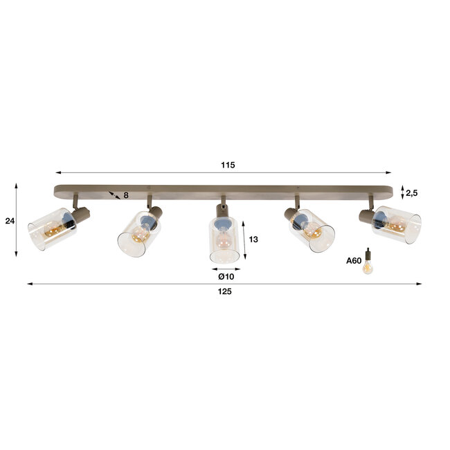 WoonStijl Plafondlamp Sepiora 5-lichts Beige