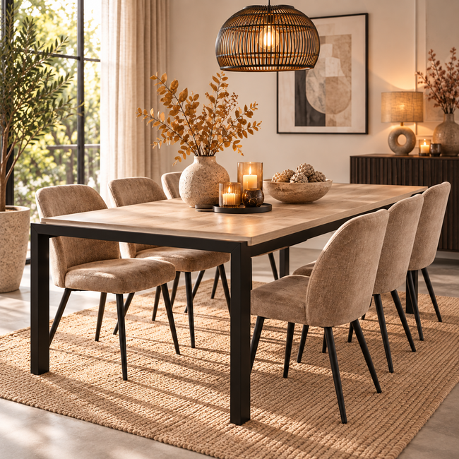 WoonMax Eettafel Lamulux Leeds uitschuifbaar Natur - Showroommodel