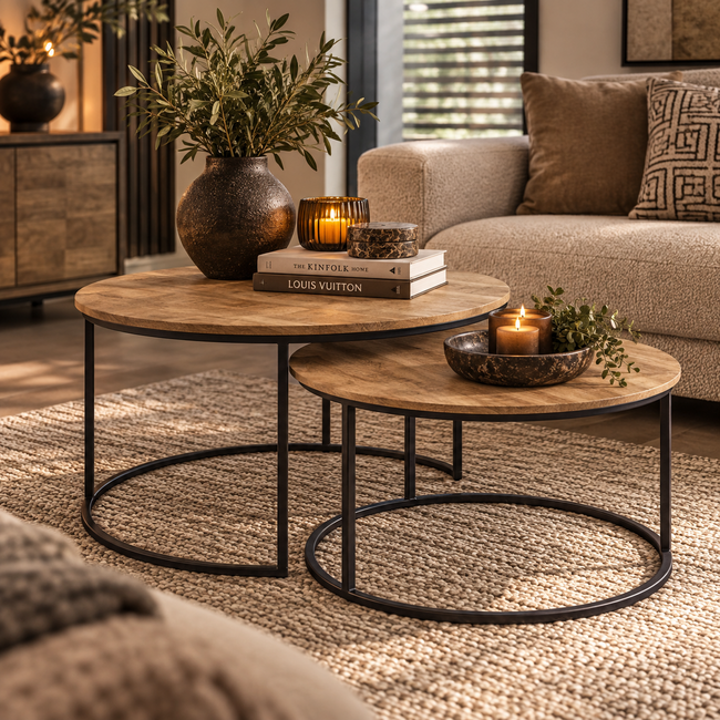 WoonMax Salontafel Windsor set van 2 - mango