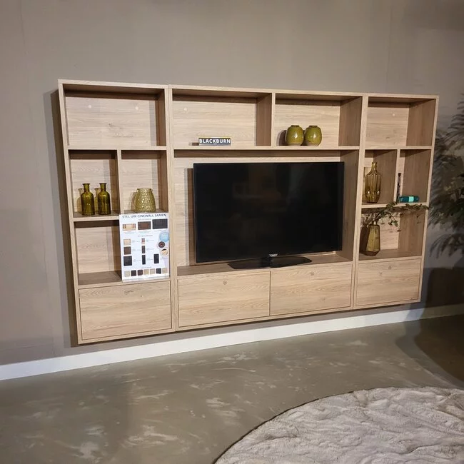 WoonMax Blackburn Mwand tv meubel Blond oak - Showroommodel compleet