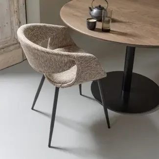 Woood Yossi eetkamerstoel zand met metalen poot zwart