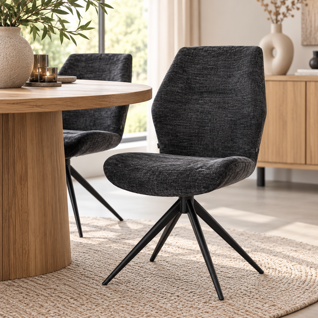 WoonMax Eettafelstoel Palmas Miami - Ash, Zwart of Toffee