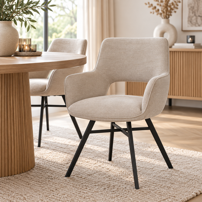 WoonMax Eettafelstoel Mercury Miami - Ash, Zwart of Toffee