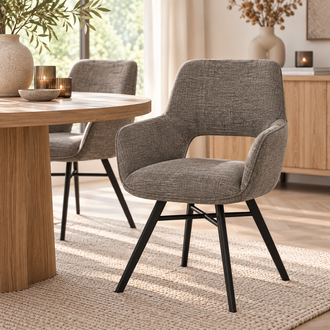 WoonMax Eettafelstoel Mercury Miami - Ash, Zwart of Toffee