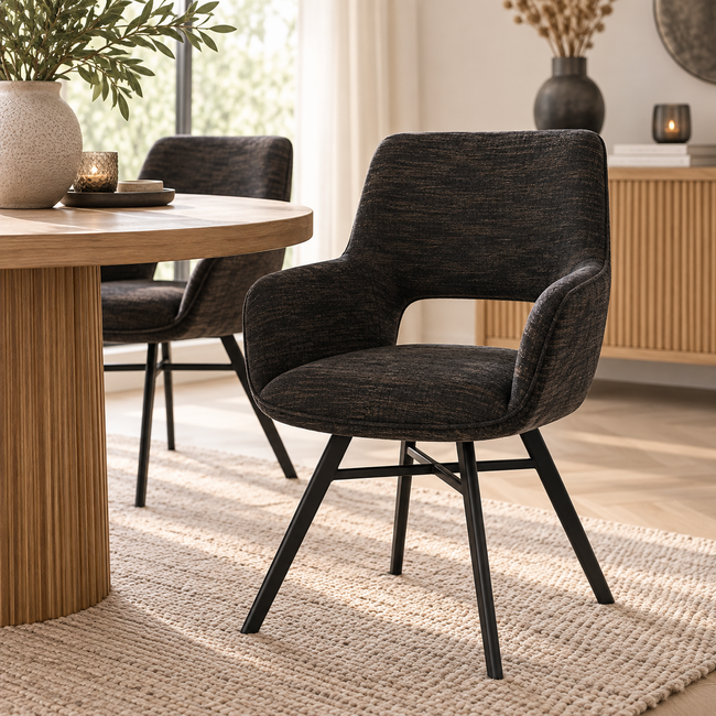 WoonMax Eettafelstoel Mercury Miami - Ash, Zwart of Toffee
