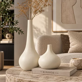 Light en Living Vaas deco 24,5x16,5x30,5 cm LINETA wit