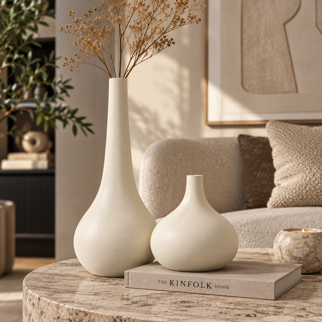 Light en Living Vaas deco 24,5x16,5x30,5 cm LINETA wit