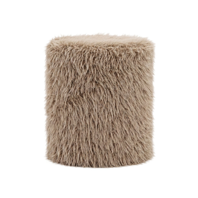 PTMD PTMD Poef Hair Bruin Rond – Luxe Zachte Poef