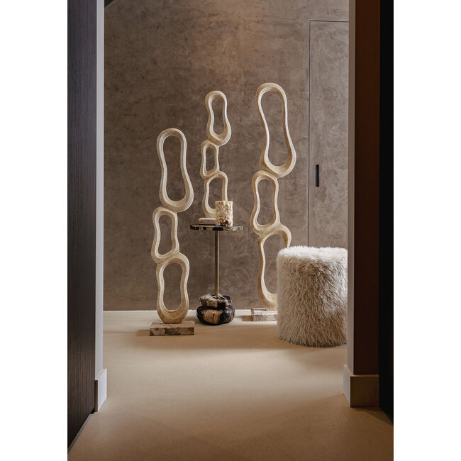 PTMD Poef Hair Beige Rond