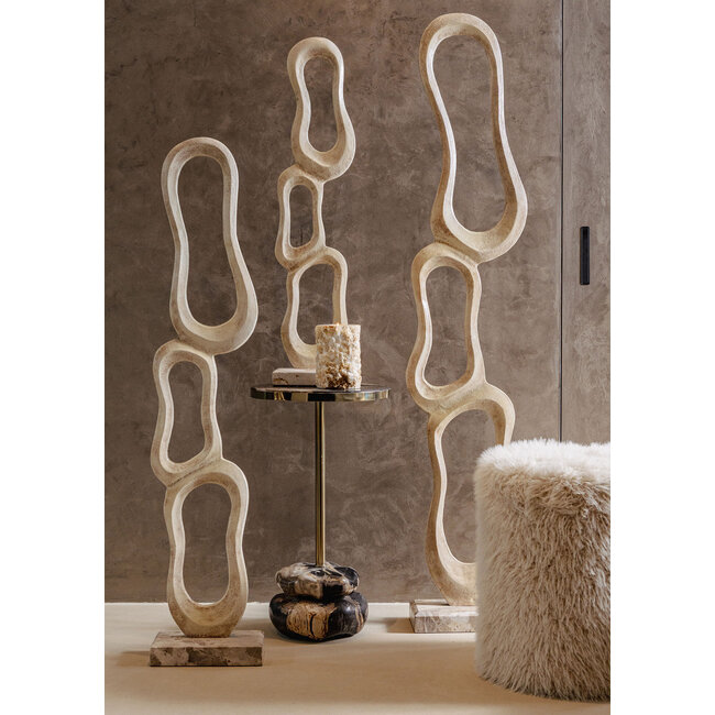 PTMD Poef Hair Beige Rond