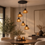 PTMD Hanglamp Anna Brown textured glass met 5 lampen groot