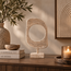 PTMD Ornament Monah Beige gegoten aluminium op travertin voet S