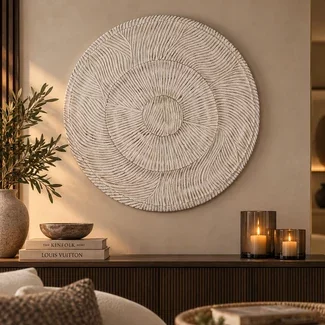 PTMD Wandornament Zoelle Offwhite MDF carved M - Ø 90 cm