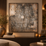 PTMD Schilderij Pathe Brown canvas rough pattern vierkant - 122,50 cm