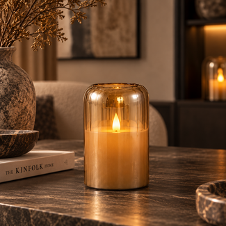 PTMD Glas Led Amber candle M
