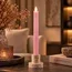 PTMD LED Licht Dinerkaars rustiek roze met beweegbare vlam - 2 stuks