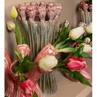 PTMD Vaas Tulips Mint Green ceramic tulip shaped S