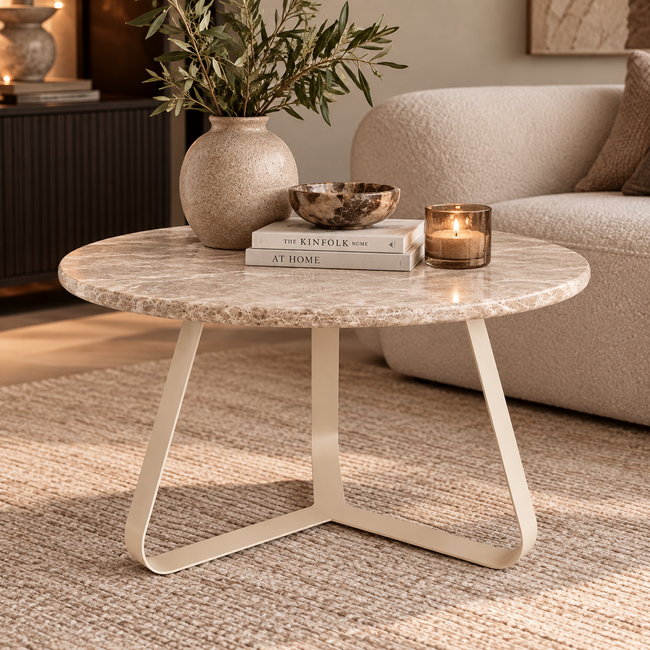 PTMD Salontafel Kae Beige marmer rond S