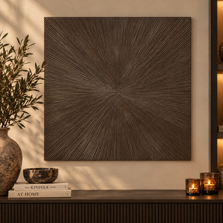 PTMD Wandpaneel Zapp Brown geribbeld vierkant S - 90 cm