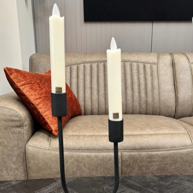 PTMD LED Dinerkaars rustiek wit beweegbare vlam 2 stuks - kort model