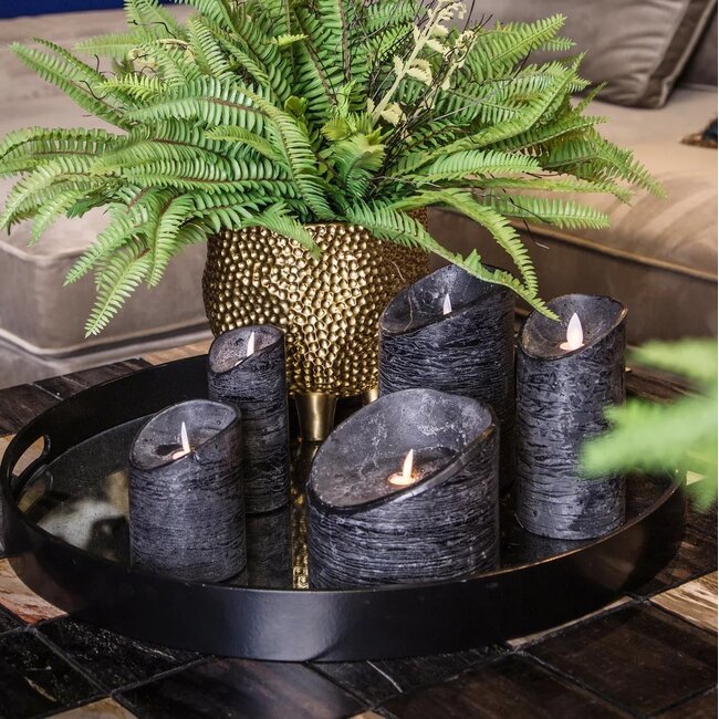 PTMD LED Licht Kaars rustic zwart met beweegbare vlam