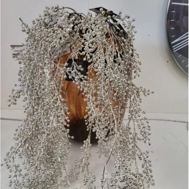 PTMD Kunsttak Berry Plant Zilver berry hanging spray