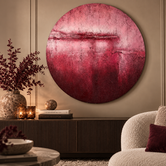 PTMD Wandpaneel Cobey Burgundy handgeschilderd canvas L - Ø 120 cm