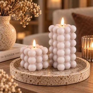 PTMD LED Licht Kaars Bubble beige L